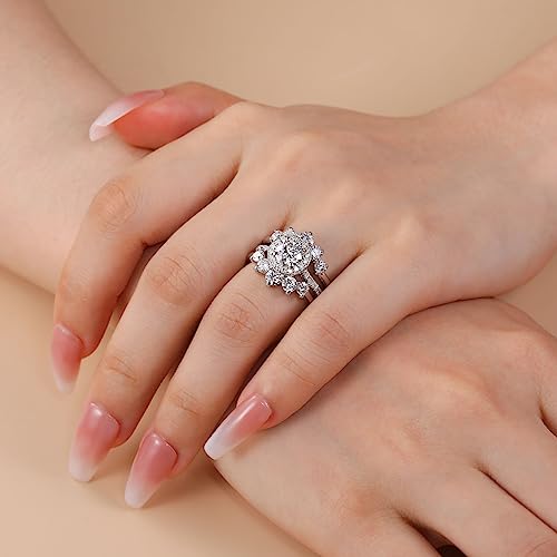 Moissanite Wedding Band for Women 5 Stone Stackable Moissanite Half Eternity Ring Curved 18K White Gold Plated 925 Sterling Silver Round Cut D Color VVS1 Guard Enhancer Size 4-114