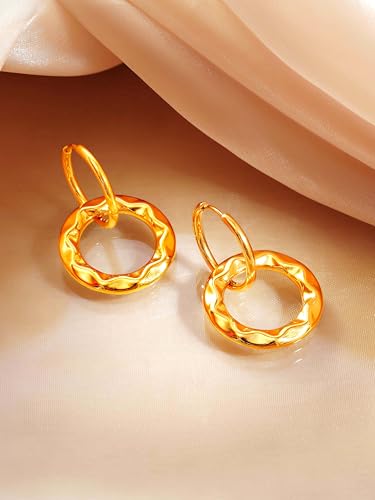 Image of 18K Gold Plated Statement Hoop Earrings for Women | Trendy Hoops Earrings | Waterproof and Anti Tarnish Jewellery | Rakhi Gift for Sister | Gifts for Women | 1 Year Warranty*