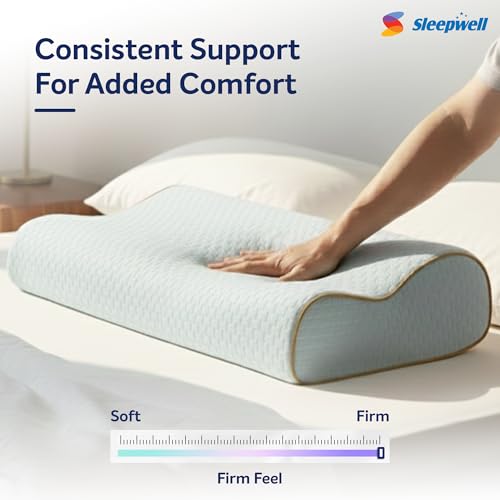 Image of Sleepwell Ortho Easy Rest Orthopedic Pillow | Acuprofile VPF Foam | Balanced Neck Support | Everyday Comfort | Light & Durable | Firm Feel | Breathable | Machine Wash | 24 x 16 Inches | Pack of 1