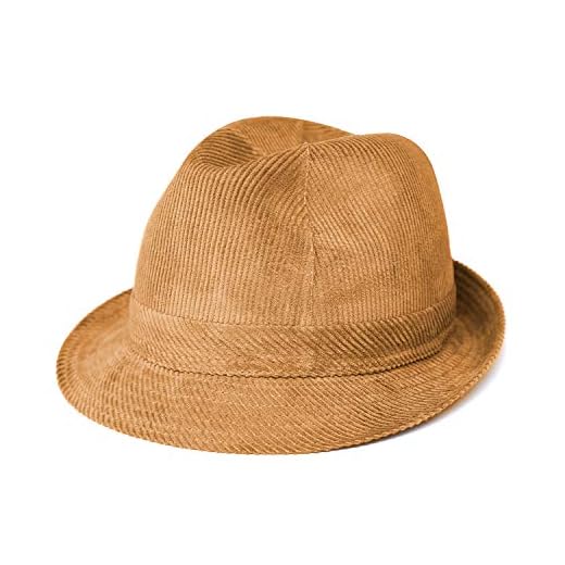 fiebig Westminster Corduroy hat | Trilby for Women & Men Made of Cotton | in Fedora with Cord Set, Inner Band & mesh Lining (62-XXL, Beige)