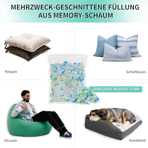 HONEHO 8.8kg Memory Foam-Füllung für Sitzsäcke, Hinzufügen von Gelpartikeln, gemütlich und weich, ideal zum Füllen von Sitzsäcken für Kinder, Kissen, Hundebetten, Sofakissen