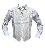 Festliche Hochzeitsmode MMUGA Hochzeitswesten Set mit Plastron Paisley Weiß 52