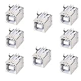 bnafes 8PCS USB 2.0 Type B Female Socket Connector Jack Port, 4-Pin DIP 90 Degree Right Angle, Repair Replacement Adapter