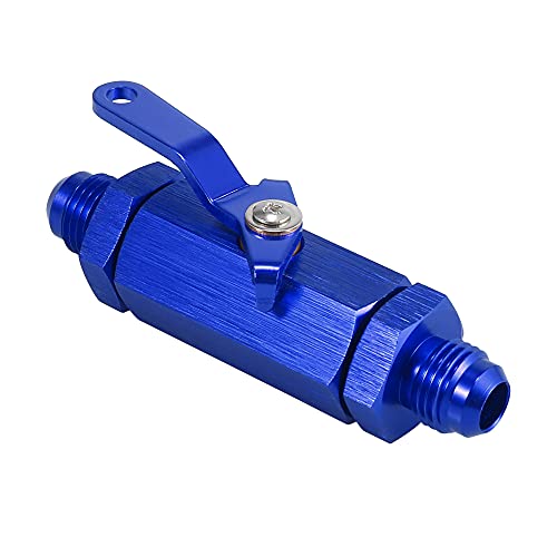 Vanne d'arrêt de carburant AN6 aluminium bleu avec commande levier câble - 6