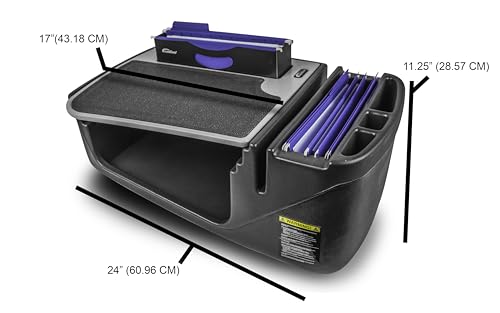 Image of AutoExec AE-FMEF-PI-BT Efficiency FileMaster Car Desk for Your Vehicle Workstation and Mobile Office, Black with 400 watt Power Inverter