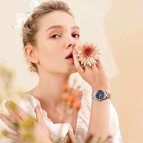 Image of OLEVS Luxury Ladies Watches,Women's Watch with Day and Date,Female Watch for Small Wrist,Gold Stainless Steel Watches for Women,Easy Read Ladies Wrist Watches Waterproof(Adjustable Strap