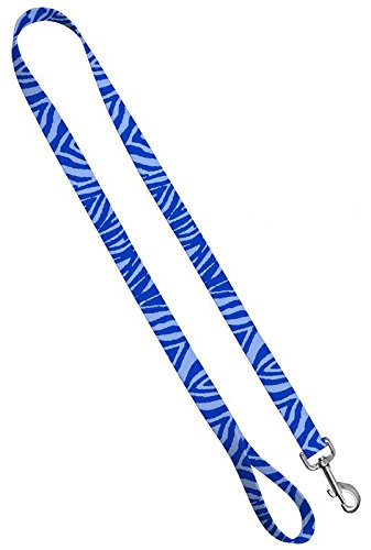 Deluxe Dog Leash - Patterned Heavy Duty Pet Leashes, Made in the USA - 3/4 Inches x 4 Feet, Zebra Blue
