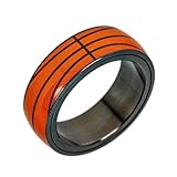 YTBHSHXZ anillos, Anillo giratorio con forma de balón deportivo, acero titanio, diseño cúpula antiestrés, ideal for aficionados al deporte(Basketball,W)