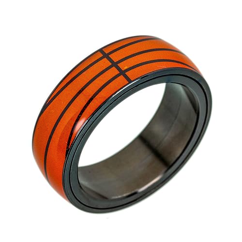 Pierścionki, Obrotowy pierścień sportowy Fidget Dome Rings ze stali tytanowej dla fanów sportu(Basketball,U)