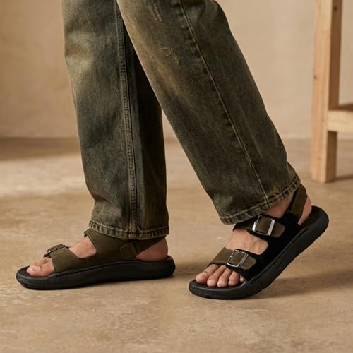 Image of WALKAROO Men's Adjustable Straps with Hook and loop Comfort Sandals - WE8822