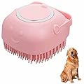 Dog Cat Bath Brush Soft Silicone Dog Rubber Bathing Brush Pet Grooming Shampoo Dispenser Brushes Puppy Cats Shower Hair Fur Grooming Cleaning Scrubber for Short Haired Dogs Cats Shower - Pink