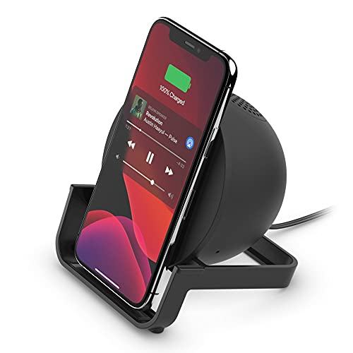 Belkin SoundForm Charge, drahtloses Ladegerät mit Lautsprecher, Bluetooth Speaker mit drahtlosem Ladeständer; laden und gleichzeitig Musik hören, Videos streamen und Videogespräche führen ? Schwarz Belkin SoundForm Charge, drahtloses Ladegerät mit Lautsprecher, Bluetooth Speaker mit drahtlosem Ladeständer; laden und gleichzeitig Musik hören, Videos streamen und Videogespräche führen ? Schwarz