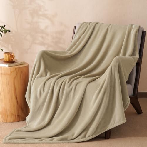 PHF Kuscheldecke Flauschig Fleecedecke 130x150cm - Oeko-Tex Weich Warm Wohndecke, Decke Blanket für Couch Sofa Bett, Tagesdecken & Kuscheldecken, Sofa überwurfdecke, Khaki