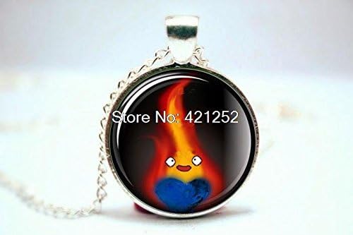 Pretty Lee 2015 Fashion Howl'S Moving Castle Inspired Calcifer Necklace Glass Photo Cabochon Necklace Christmas gift