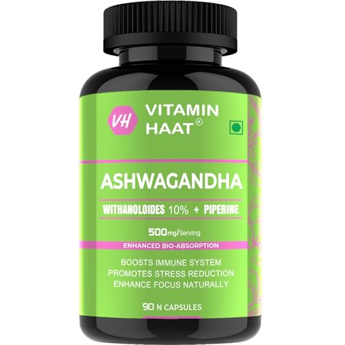 Image of Ashwagandha Supplements 90 Capsule| Organic Ashwagandha Powder Supplement for Men & Women | Supports Stress Management & Muscle Recovery Withanolides 10%, Piperine Bio Enhanced Formula by VitaminHaat
