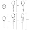 12 Pieces Hoop Dangle Earrings Stainless Steel Dangle Folding Hoop Earrings Long Chain Pendant Kpop Earrings Hanging Earrings with Chain Punk Gothic Cross Kpop Long Chain Pendant Earrings #5