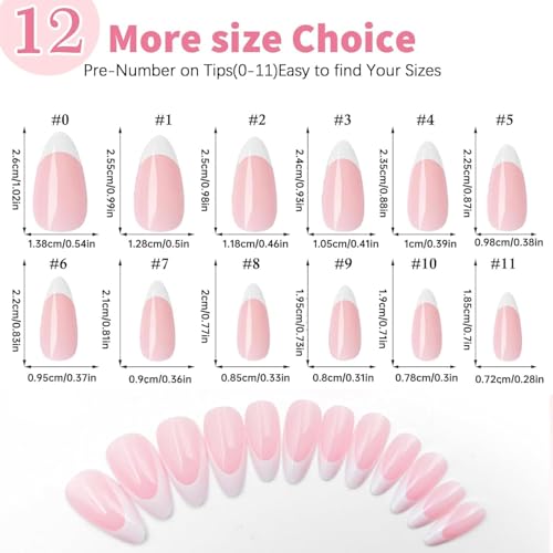 Image of 9 Color Press On Nails Fake Nail 216 Pcs, French tip press-on nails, Press on Nail, Artificial Nail Extensions Combo in Multicoloured, Full Cover Glossy Nude False Acrylic Nails for Women Girls (02, 216 count (Pack of 1))