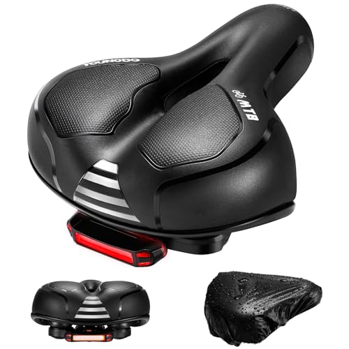 YOUNGDO Sella Bici Comoda, Sella Bici con Luce Posteriore, Sellino Bici Morbido, Ergonomica, Uomo Donna Sella Bicicletta, Impermeabile, per Cyclette/City bike/Montain Bike/Ebike