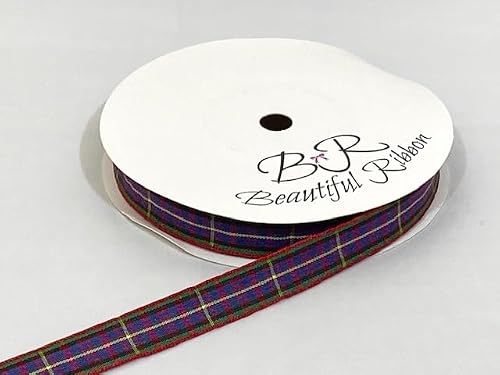 1 Full Roll Reel of 12mm x 25 metres Tartan Ribbon Red & Green Double Sided Cameron 12 mm