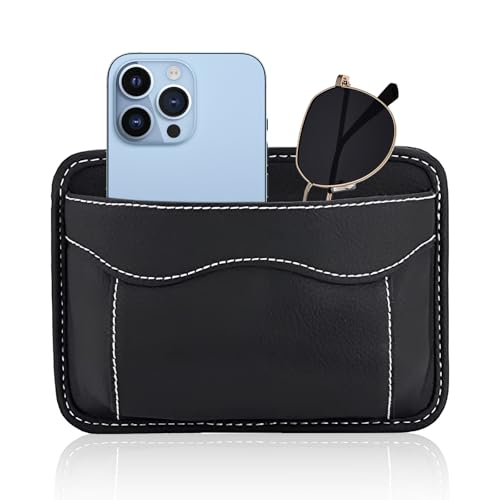 Wisebom Organiseur de siège de voiture de luxe, poche de rangement en cuir synthétique noir, pochette de rangement multifonction pour téléphone portable,...