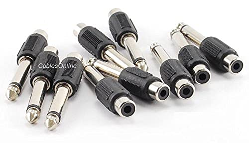 10-Pack RCA Female Jack to 1/4