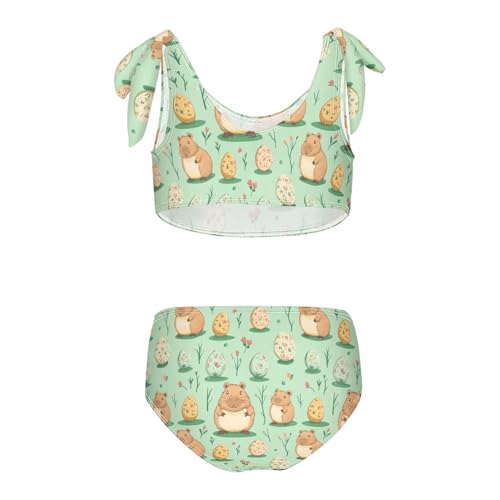 Boccsty Easter Capybara Eggs Girls Tankini Swimsuit Kids Bikini Sets 2 Pcs Bathing Suit 3T2