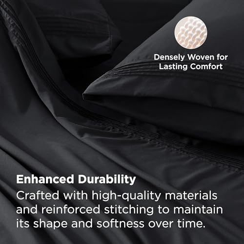 Image of Bedsure Deep Pocket Full Size Bed Sheets Set - Fits Mattresses Up to 21 Inches Thick - 4 Piece GentleSoft Bed Sheets, Moisture Wicking, Soft & Cooling Bedsheet & Pillowcases, Easy & Secure Fit, Black