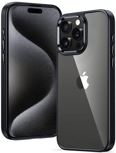 Image of FNTCASE for iPhone 15 Pro Case: Clear Phone Cases Compatible with Magsafe Slim Anti Yellowing Military Grade Drop Protection Rugged Protective Transparent Cell Phone Cover (D-Black Transparent)