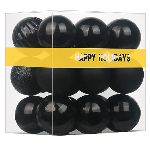 Black 3.2" Large Christmas Balls - Christmas Tree Decoration Ornaments Shatterproof Hanging Balls for Birthday Halloween Holiday Wedding Decorations Set of 18pcs