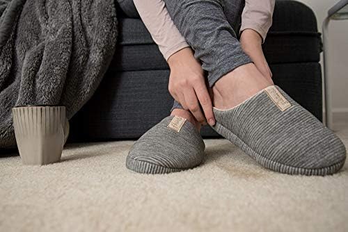 WGS Stylish Unisex Adult Gray, Blush Stripe Memory Foam Bedroom Slipper House Shoes, USA Woman Size 5 6 | Image 7