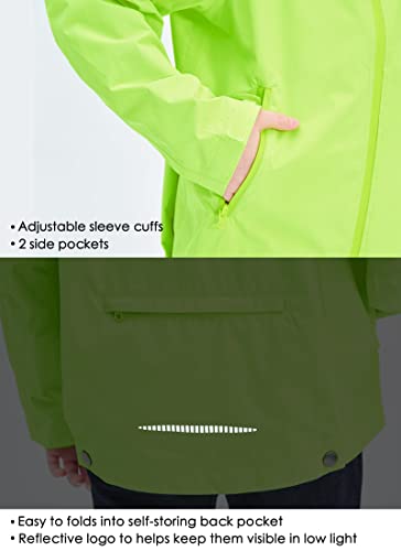 Willit Boys Rain Jackets Lightweight Waterproof Raincoats Hooded Windbreakers For Kids Cycling Outdoor Fluorescent Yellow M #TOP4