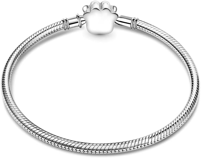 GNOCE Pet Paw Basic Snake Chain Bracelet 925 Sterling Silver Clasp Women Bracelets Gift for Women Wife