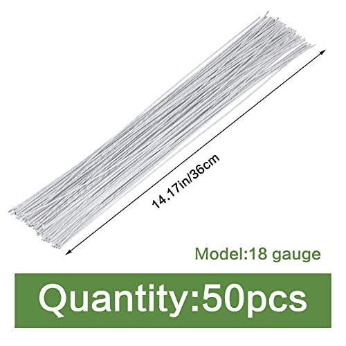 Socnitc 50Pcs Floral Wire White, 18 Gauge Flower Wire Sticks, Floral Supplies 14 Inches For Diy Floral Arrangements Floral Arranging Craft Projects Corsages, Wedding Bouquet #TOP1