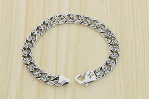 Pulsera de plata esterlina Tang hecha a mano con diseño retro unisex de personalidad 2