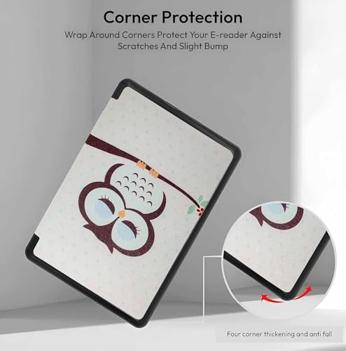 Image of ProElite Cover Case for Kindle Paperwhite 12th Gen 7 inch Case, Slim Smart Flip case Cover for Amazon Kindle Paperwhite 12th Generation 7 inch 2024, Owl
