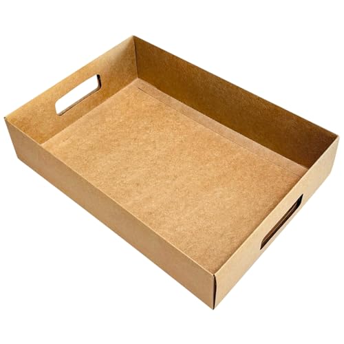 15-Pack 13\" X 9\" X 3\" Brown Blyss Cookie Crate,Sturdy Cookie Serving Tray Great for Party Platters,Natural Kraft Paper Cardboard Tray use for Packaging and Hold Cookies,Take Out Container,Pack of 15