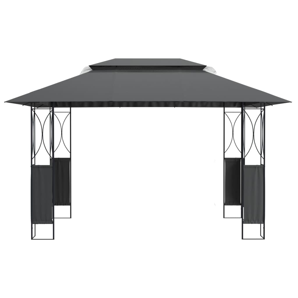 Altana Stalowa Antracytowa 400x300x270 cm | Dwupoziomowy Dach, Wodoodporna Powłoka PA, Przestronna, Do Ogrodu i Imprez