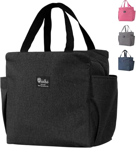 Aiuuee Borsa Frigo 9L, Borsa Termica Porta Pranzo, Borse Frigo Impermeabile, Borse Termiche Pieghevole, Borsetta Termica, Borsa Pranzo Portatile per Scuola Ufficio Lavoro Viaggio Picnic (Nero)