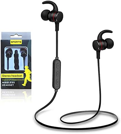 Wireless Bluetooth Headphones Headset with Microphone Noise Cancelling 4.1 Bluetooth Earbuds Universal Magnetic Sports in Ear Earphones Compatible iPhone, Samsung Galaxy, Android and More - Black
