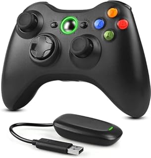 Dhaose 2.4GHz Controller for PC, Xbox 360 Wireless Controller with Receiver, Dual Vibration Ergonomic Design Enhanced Gamepad for Xbox 360 / PC Windows 7/8/10