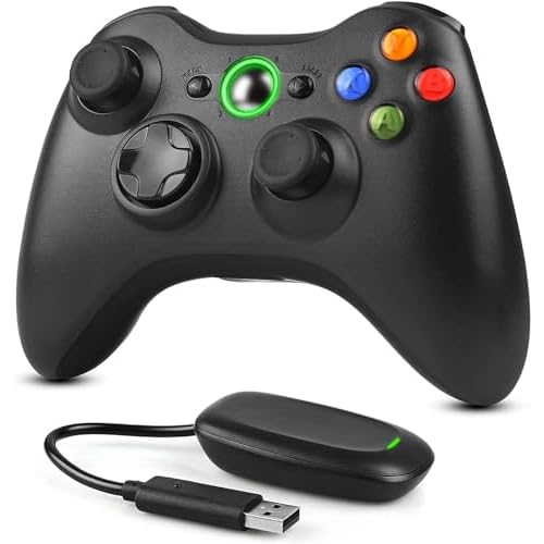 Dhaose 2,4GHz Wireless Controller für Xbox 360 PC, Verbessertes Ergonomisches Design Dual-Vibration Gamepad Joystick mit Empfänger für Xbox 360/PC Windows 7/8/10