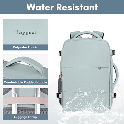 Image of Taygeer Carry On Backpack for Women, TSA Approved Personal Item Backpack | Cute Daypack with 17.3 inch Laptop Compartment for Hiking Outdoor, Underseat Travel Bag with Multiple Pockets, Powder Blue