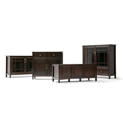 Simpli Home Connaught SOLID WOOD 46 inch Wide Traditional Tall Storage Cabinet in Dark Chestnut Brown, with 2 Tempered Glass Doors that open to a Cabinet with 4 Adjustable Shelves an two Deep Drawers - Thumbnail 7