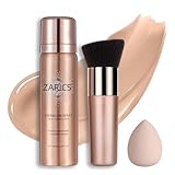 Silk Airbrush Foundation Spray with Buffing Brush, Buildable Coverage Airbrush Makeup Foundation, Long Lasting Waterproof, Medium, for Smooth Radiant Skin, Concealer (Medium, 2.28 Fl Oz)