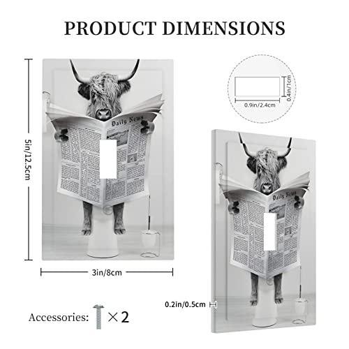 Funny Highland Cow In Bathtub 1 Gang Light Switch Cover Decorative Single Toggle Wall Plate Electrical Switchplate Standard Size Facplate For Kitchen Bathroom Bedroom Decor 5" X 3" #TOP4