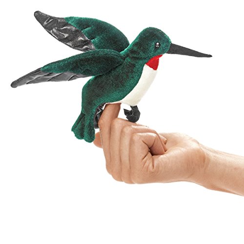 Image of Folkmanis Mini Hummingbird Finger Puppet, Bluegreen, White, Red, Black, 1 EA