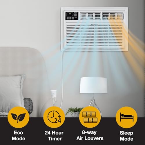Image of Whirlpool 8,000 BTU Through-the-Wall Air Conditioner with Supplemental Heat, Dehumidifier and Remote Control, Wall AC Unit for Apartment, Living Room and Small Rooms up to 350 Square Feet in White