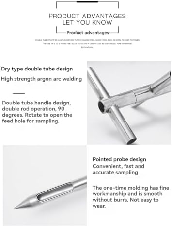 Stainless Steel Grain Sampler Probe - 1.5m Solid Sampling Tool for Cement & Fertilizer - Durable & Accurate Soil Testing Equipment