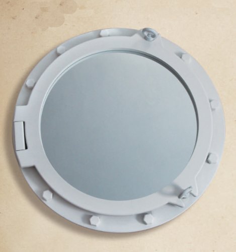 HS White Wooden Nautical Porthole Mirror