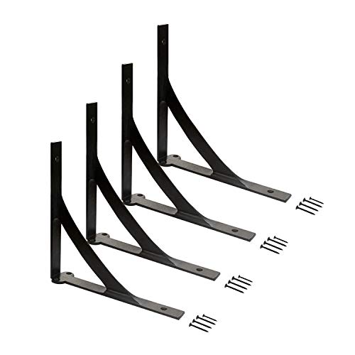 Ziolte Set Of 4 Cast Iron Wall Mounting Shelf Brackets 8 Inches-Included Iron Screws For Heavy Duty - Multipurpose Floating Shelf- Great For Showcasing Books, Candles, Clocks, And Home Décor #TOP5